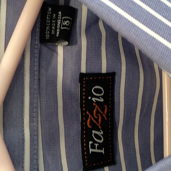 NWT Fazzio boys blue and white striped button down shirt size 8 - Picture 3 of 6